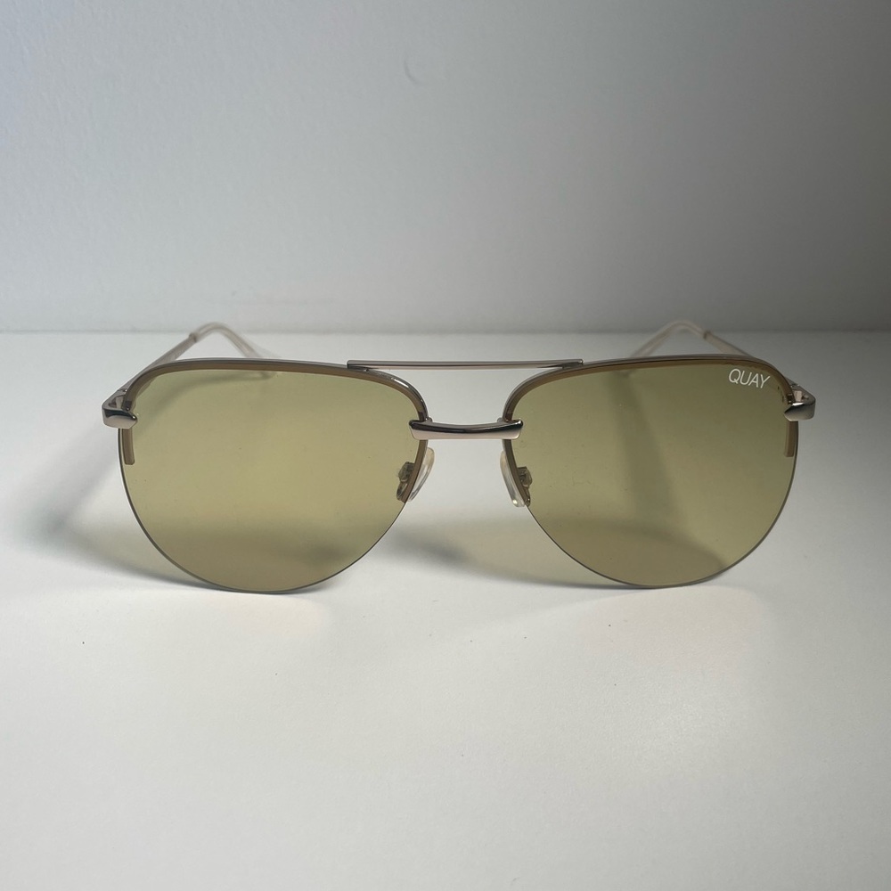 Quay Australia x Desi Perkins POLARIZED Unisex Yellow & Gold Aviator Sunglasses